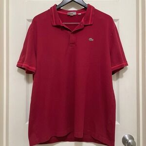 Lacoste Slim Fit‎ Polo Shirt Red Maroon Croc Logo US XXL FR 7 Preppy Golf Tennis
